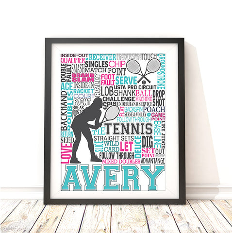 Tennis Personalized Typography Print Womens Version - PrintChicks