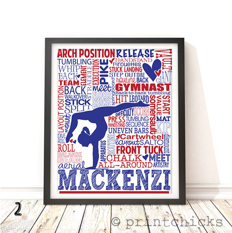Gymnastic Personalized Typography Print - PrintChicks