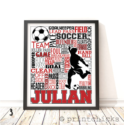 Boys Soccer Personalized Typography Print - PrintChicks