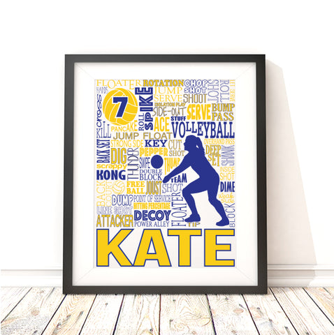 Girls Volleyball Personalized Typography Print - PrintChicks