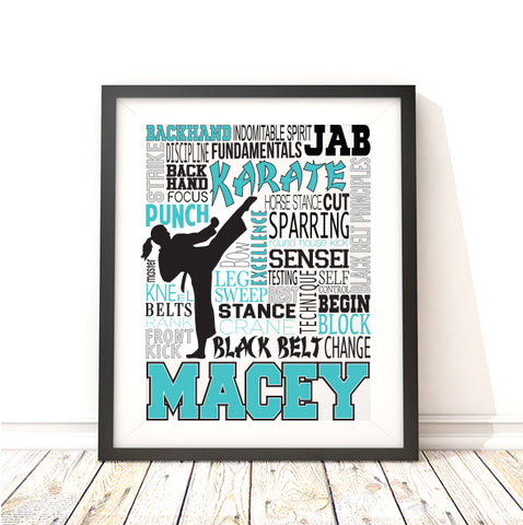 Karate or Taekwondo Girl Personalized Print - PrintChicks