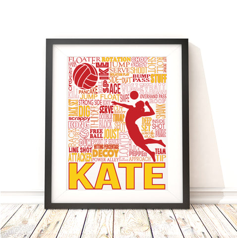 Girls Volleyball Personalized Typography Print - PrintChicks