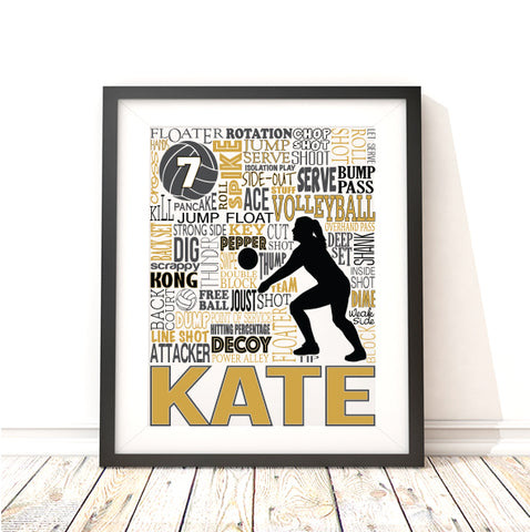 Girls Volleyball Personalized Typography Print - PrintChicks