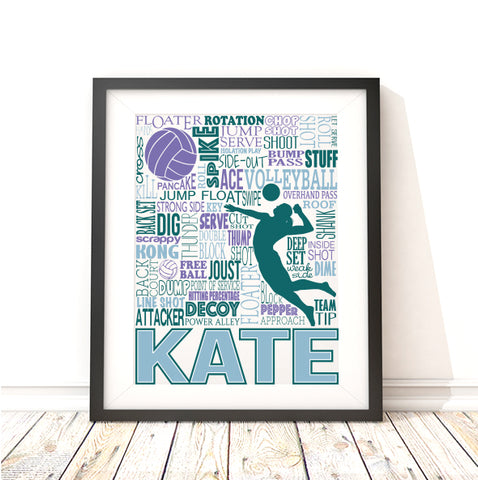 Girls Volleyball Personalized Typography Print - PrintChicks