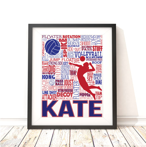 Girls Volleyball Personalized Typography Print - PrintChicks