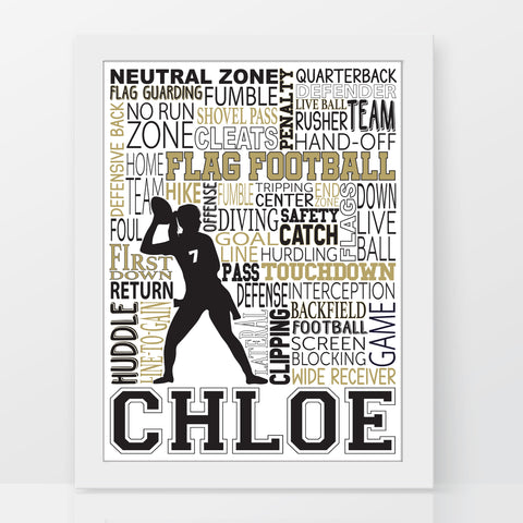 Girl's Flag Football Personalized Print - PrintChicks