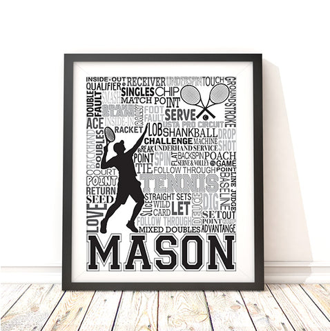 Tennis Personalized Typography Print Mens Version - PrintChicks