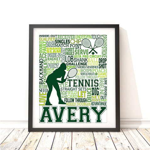 Tennis Personalized Typography Print Womens Version - PrintChicks