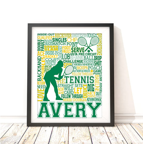 Tennis Personalized Typography Print Womens Version - PrintChicks