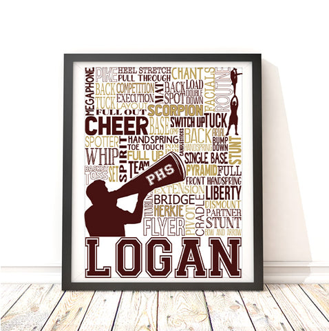 Cheerleader Personalized Typography Print  - PrintChicks