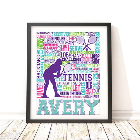 Tennis Personalized Typography Print Womens Version - PrintChicks