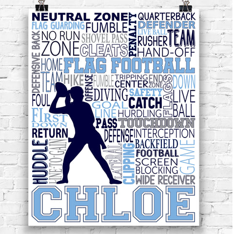 Girl's Flag Football Personalized Print - PrintChicks