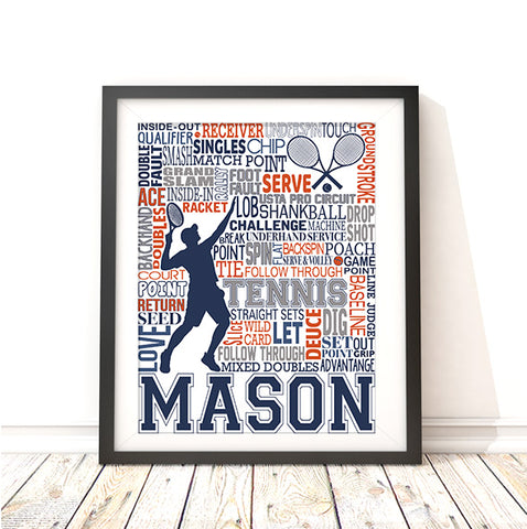 Tennis Personalized Typography Print Mens Version - PrintChicks