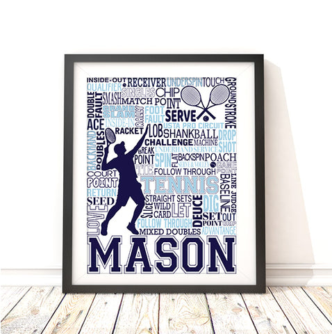 Tennis Personalized Typography Print Mens Version - PrintChicks