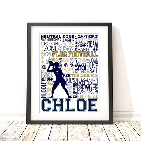 Girl's Flag Football Personalized Print - PrintChicks