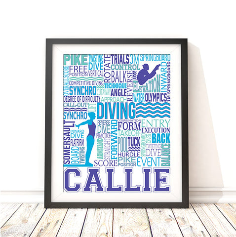 Diving Personalized Print - PrintChicks