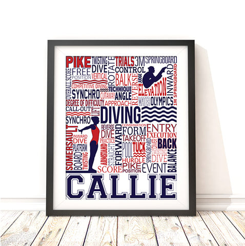 Diving Personalized Print - PrintChicks