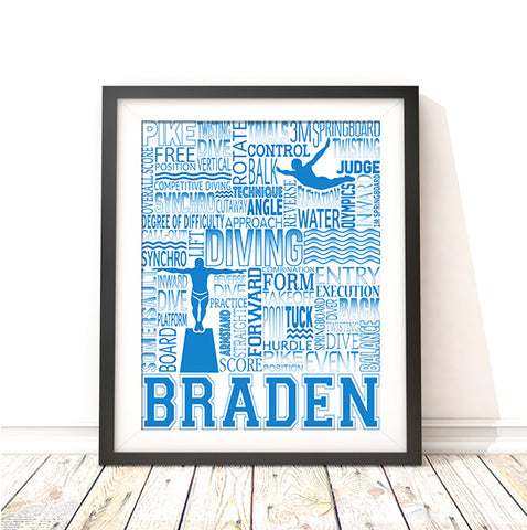Diving Personalized Print - PrintChicks