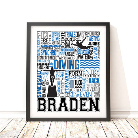 Diving Personalized Print - PrintChicks
