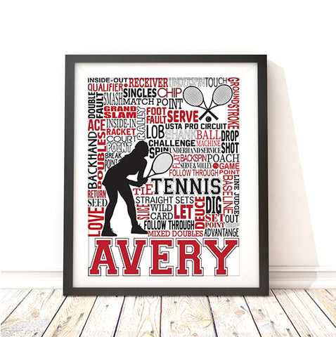 Tennis Personalized Typography Print Womens Version - PrintChicks