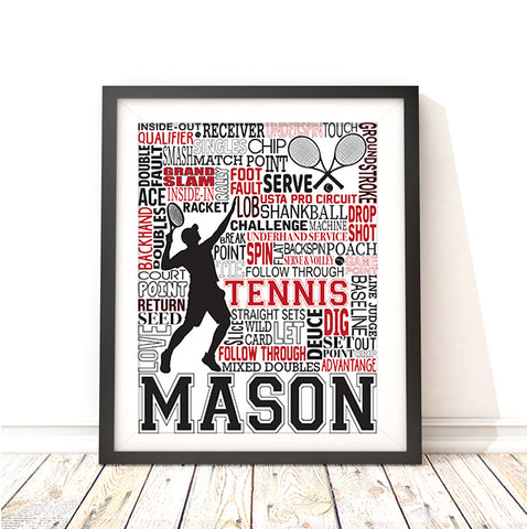 Tennis Personalized Typography Print Mens Version - PrintChicks