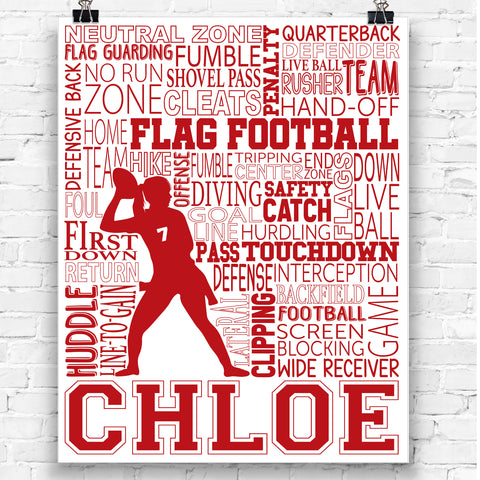 Girl's Flag Football Personalized Print - PrintChicks