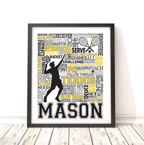 Tennis Personalized Typography Print Mens Version - PrintChicks