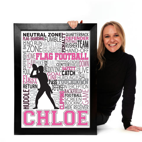 Girl's Flag Football Personalized Print - PrintChicks