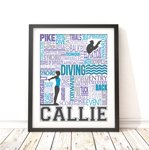 Diving Personalized Print - PrintChicks
