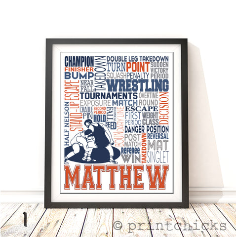 Wrestling Personalized Typography Print - PrintChicks