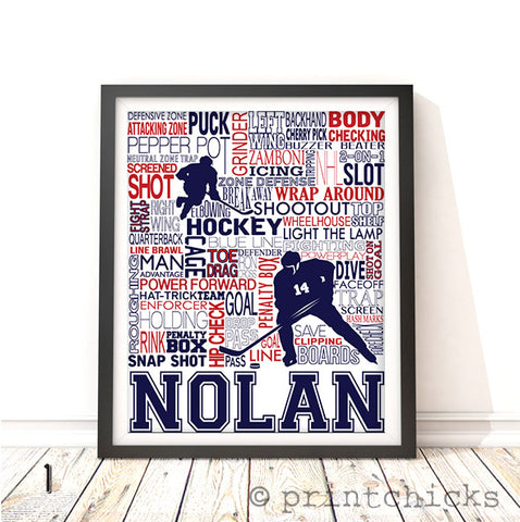 Hockey Player and Goalie Personalized Print - PrintChicks