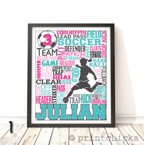 Girls Soccer Personalized Print - PrintChicks