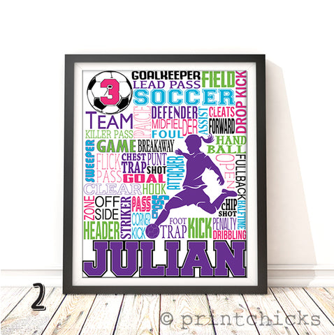 Girls Soccer Personalized Print - PrintChicks