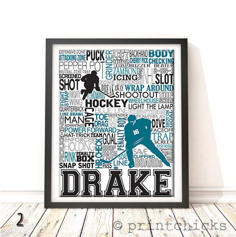 Hockey Player and Goalie Personalized Print - PrintChicks