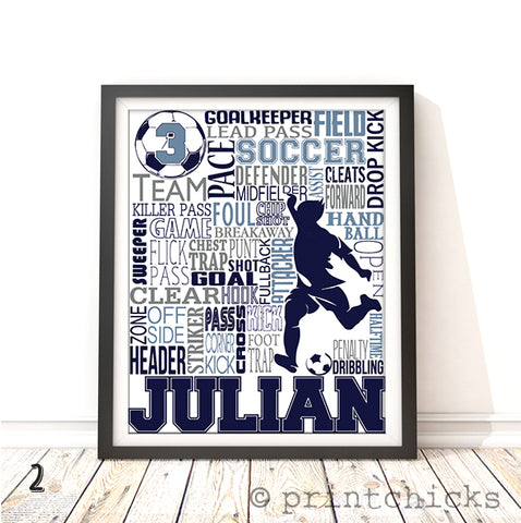 Boys Soccer Personalized Typography Print - PrintChicks