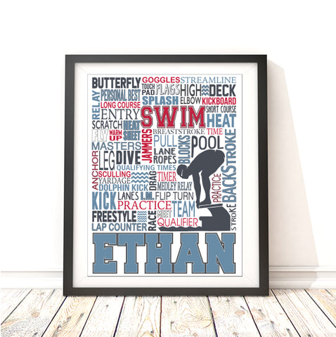 Swimming Boys Personalized Print - PrintChicks