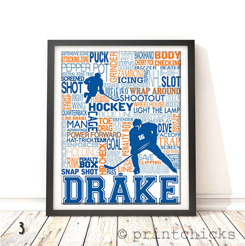 Hockey Player and Goalie Personalized Print - PrintChicks