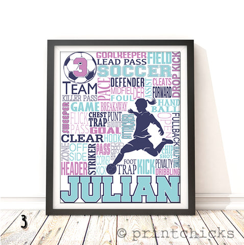 Girls Soccer Personalized Print - PrintChicks