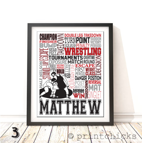 Wrestling Personalized Typography Print - PrintChicks