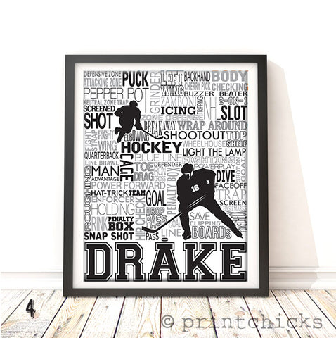Hockey Player and Goalie Personalized Print - PrintChicks