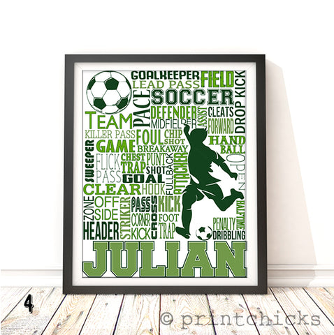 Boys Soccer Personalized Typography Print - PrintChicks