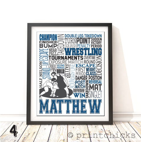 Wrestling Personalized Typography Print - PrintChicks