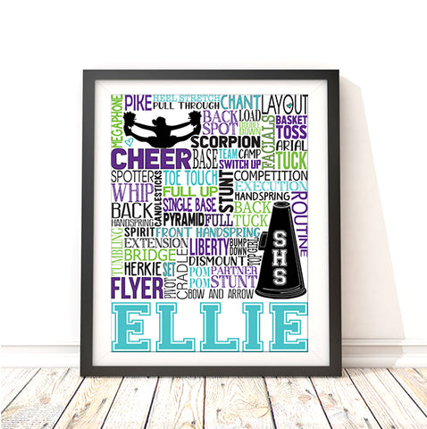 Cheerleader Personalized Typography Print  - PrintChicks
