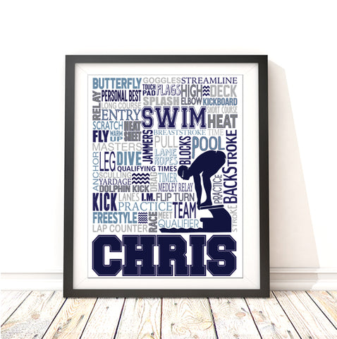 Swimming Boys Personalized Print - PrintChicks