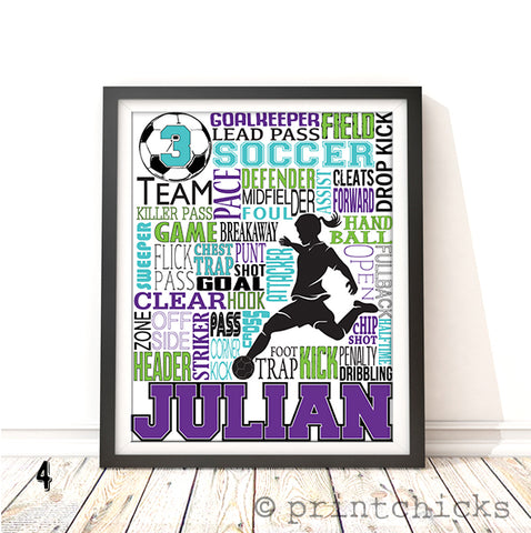 Girls Soccer Personalized Print - PrintChicks
