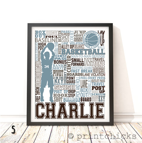 Boys Basketball Personalized Print - PrintChicks