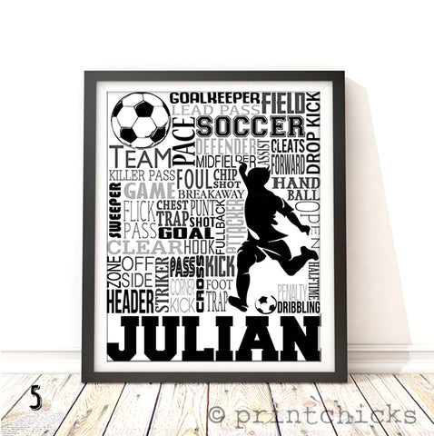 Boys Soccer Personalized Typography Print - PrintChicks