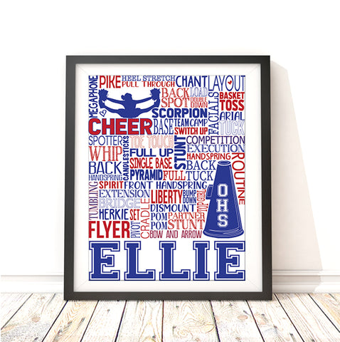Cheerleader Personalized Typography Print  - PrintChicks