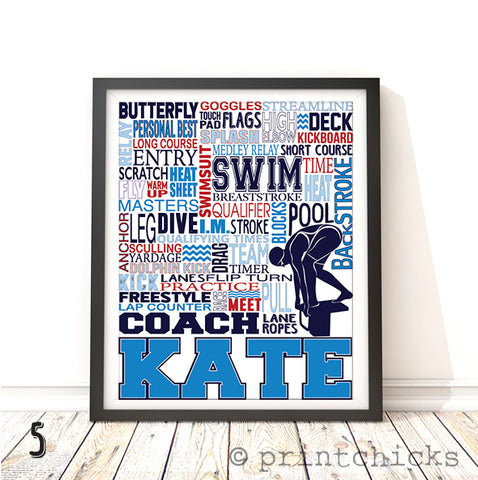 Swimming Girls Personalized Print - PrintChicks