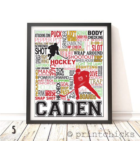 Hockey Player and Goalie Personalized Print - PrintChicks